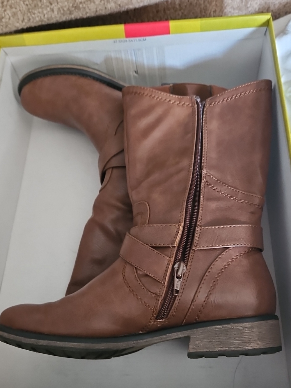 BareTraps Women's Brown Mid-Calf Zip Riding Boots Sz 6